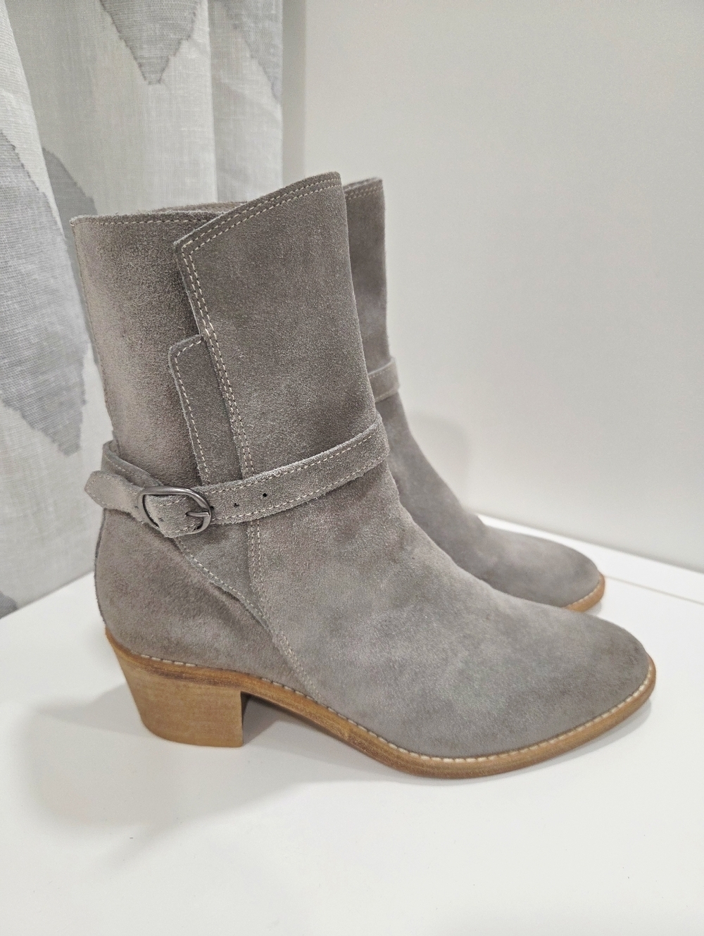 AllSaints Grey Suede Ankle Boots Leather Sole Portugal 39